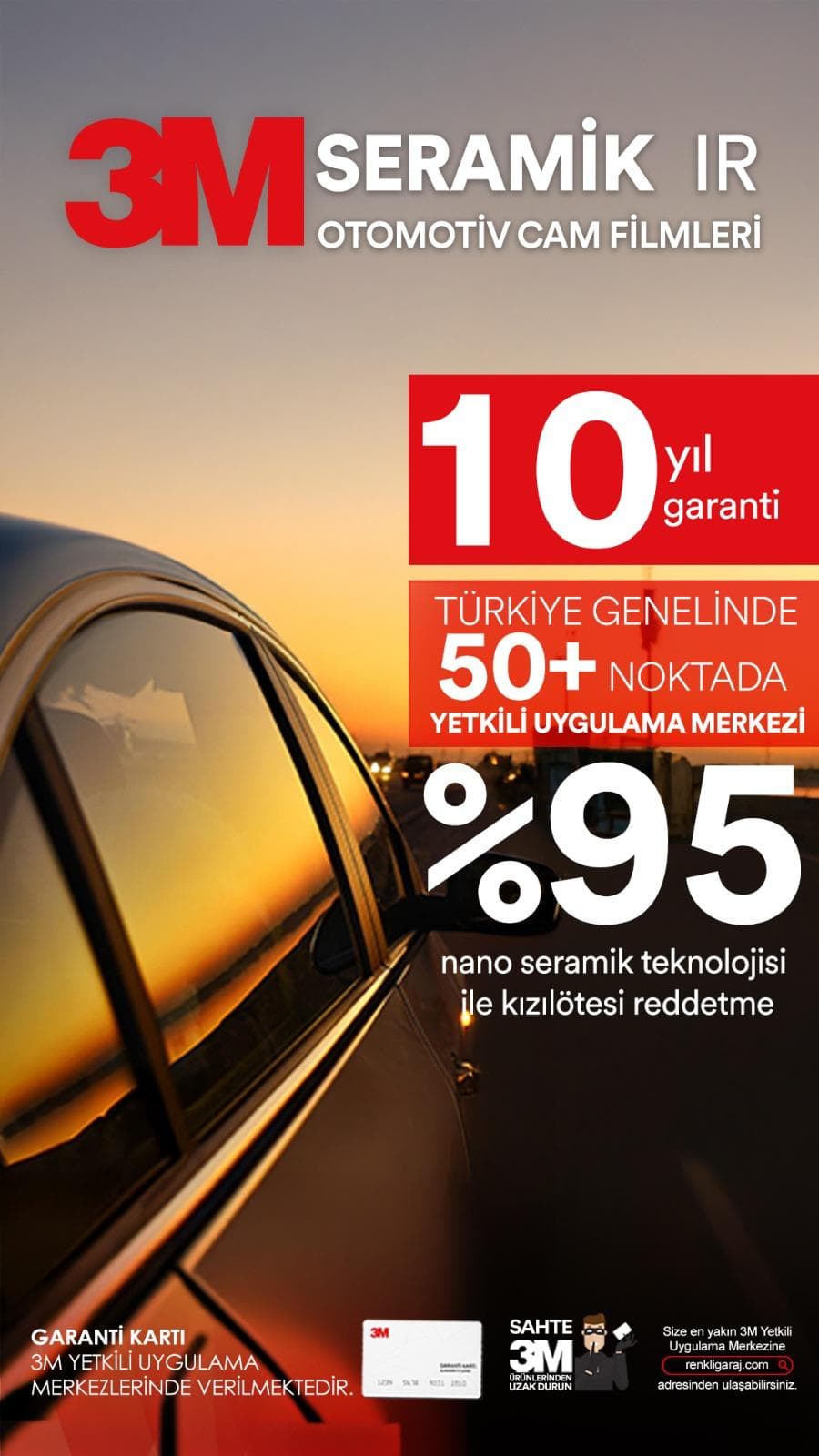 3M Seramik IR cam filmi afişi - Silifke yetkili uygulama, AVŞARLILAR 3M